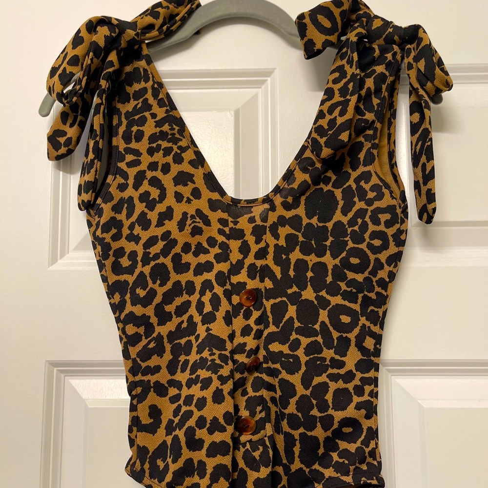Cheetah bow tied bodysuit